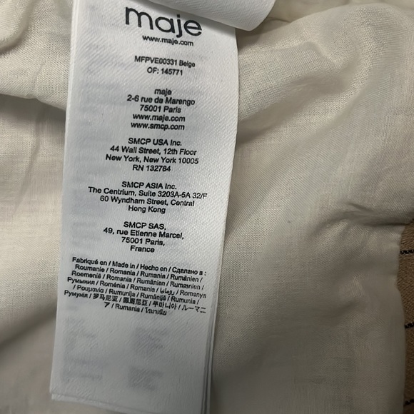 Cream Pinstripe Maje Vest Sz.36 - Picture 6 of 6